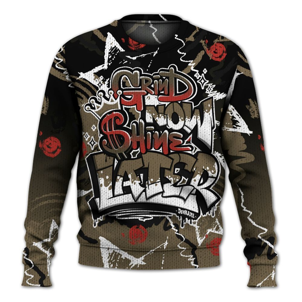 Knitted Sweater To Match Olive 9s - Grind Shine Later Drip