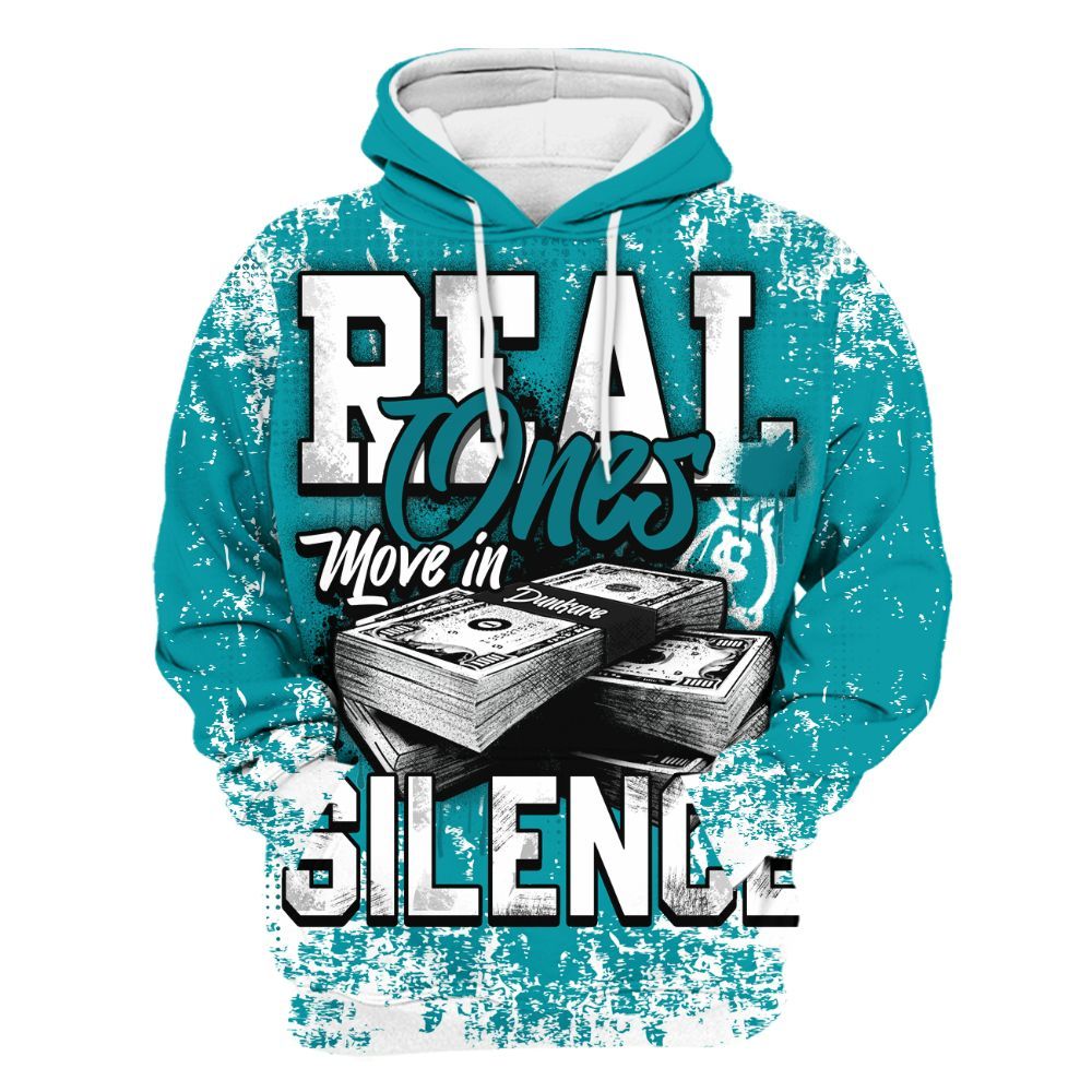 Hoodie To Match Air Griffey Max Aquamarine 1s - Move In Silence Money Street Retro All Over Print