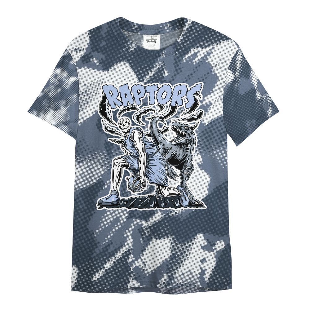 Shirt To Match Low Diffused Blue 11s - Raptors Skeleton Abstract Halftone All Over Print