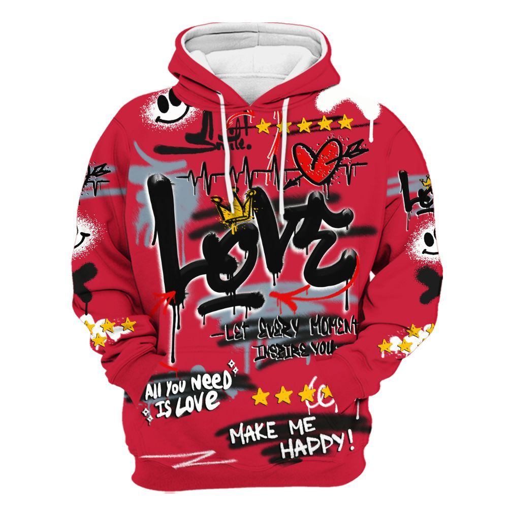 Hoodie To Match Retro Infrared Salesman 6s - Happy Love Beats Graffiti Streetwear All Over Print