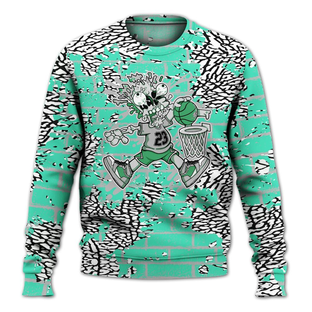 Sweatshirt To Match Black Green Glow 3s - 85's Dunks Graphic Halloween All Over Print