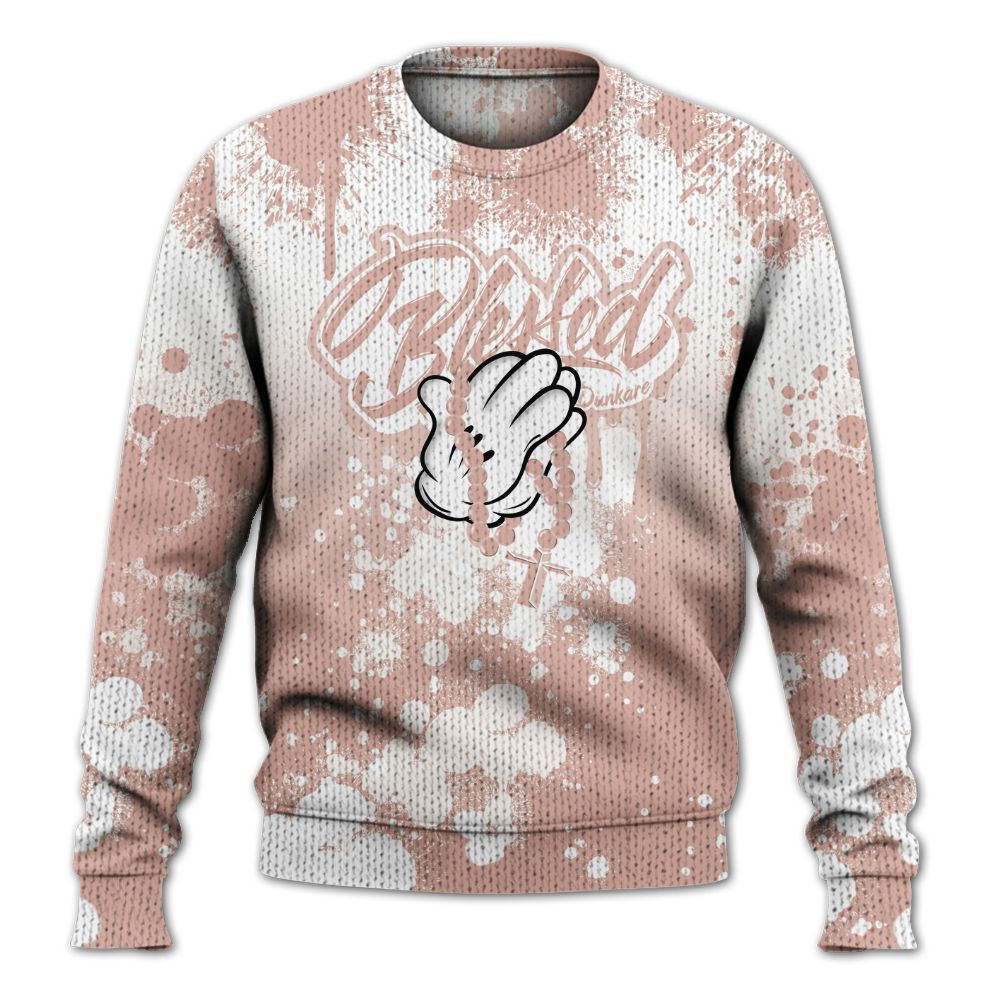 Knitted Sweater To Match Dunk Low Pink Velvet - God Blessed Ink Drip