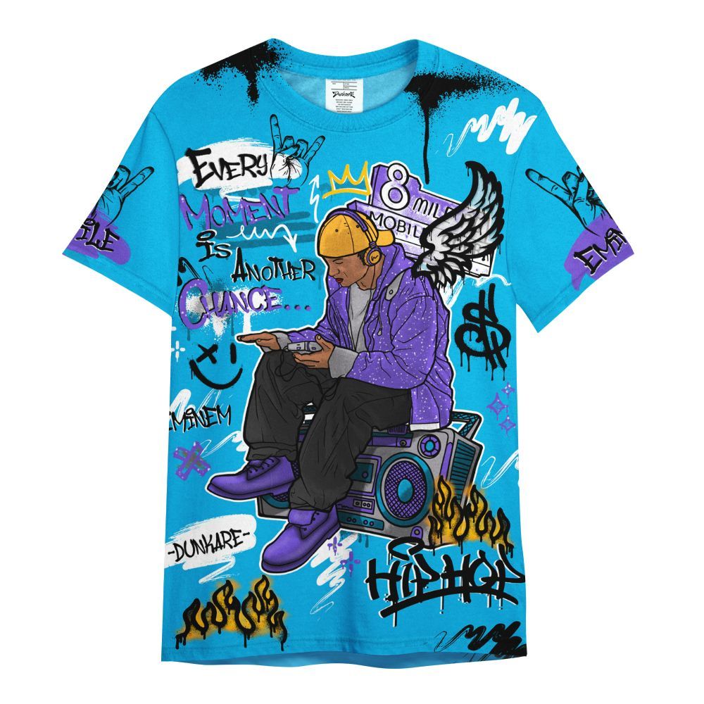 Shirt To Match Retro Aqua 8s - 8Mile Movie Graffiti All Over Print