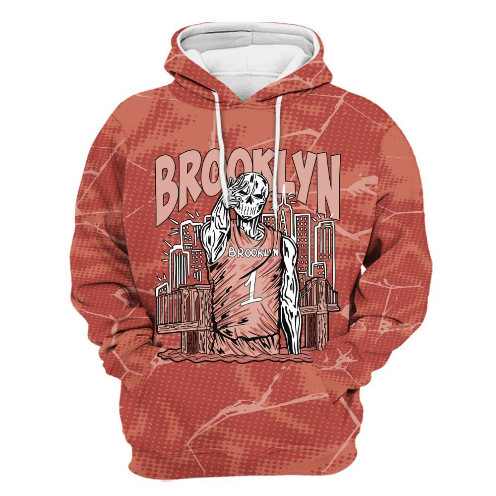 Hoodie To Match Dune Red 13s - Brooklyn's Skeleton Crack All Over Print