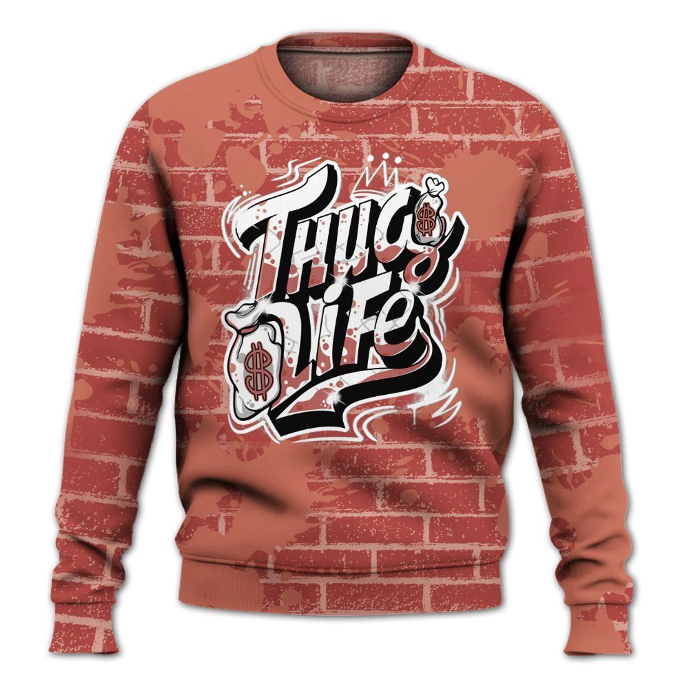 Sweatshirt To Match Dune Red 13s - Free Thug Living Graphic Brick Art All Over Print