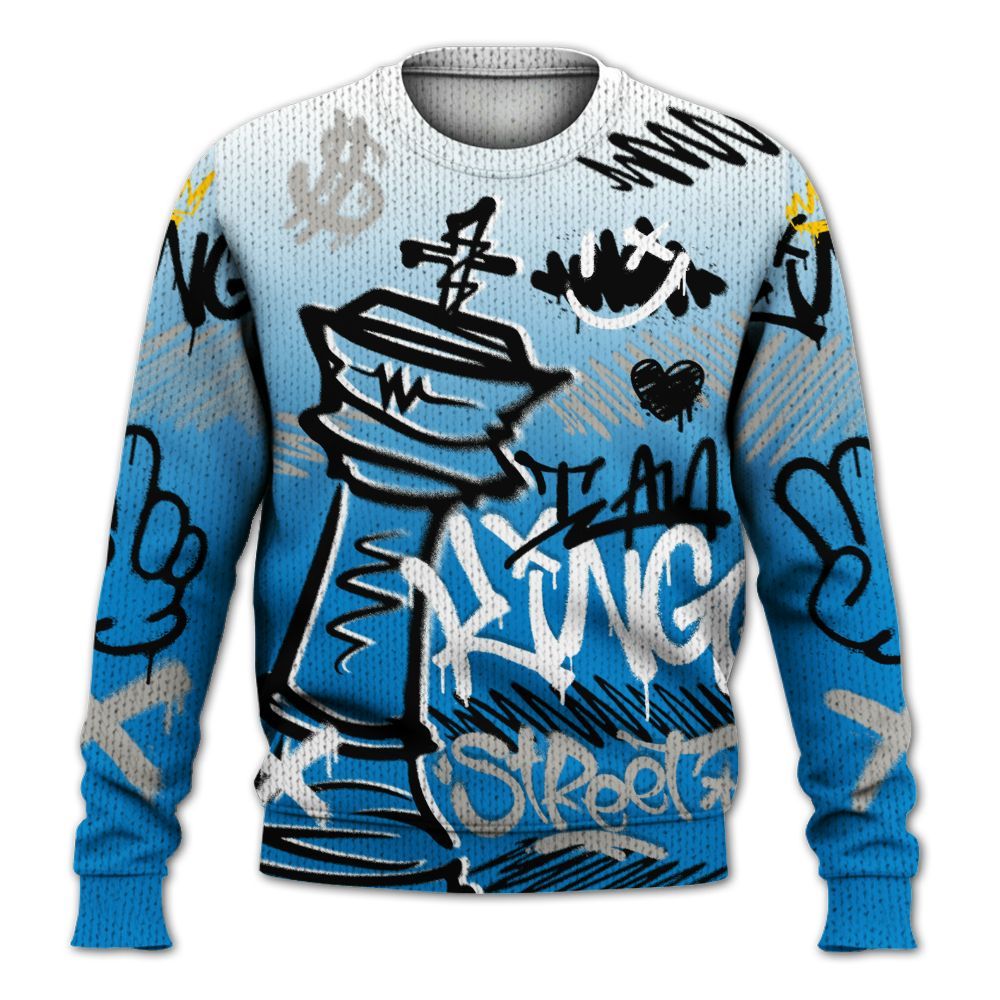 Knitted Sweater To Match Industrial Blue 4s - Street King Chess Streetwear