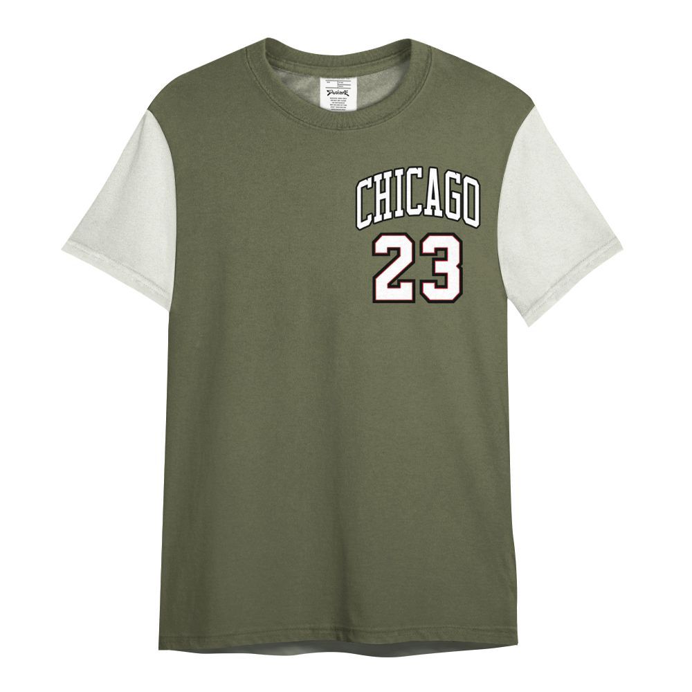 Shirt To Match Low OG Medium Olive 1s Varsity Jacket, Custom Name Chicago 23 All Over Print