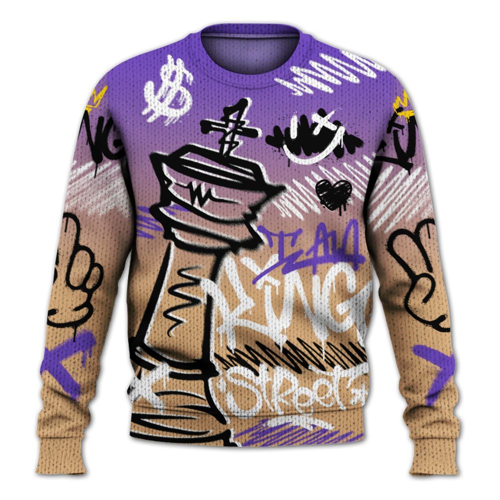 Knitted Sweater To Match SE Afrobeats 7s - Street King Chess Streetwear