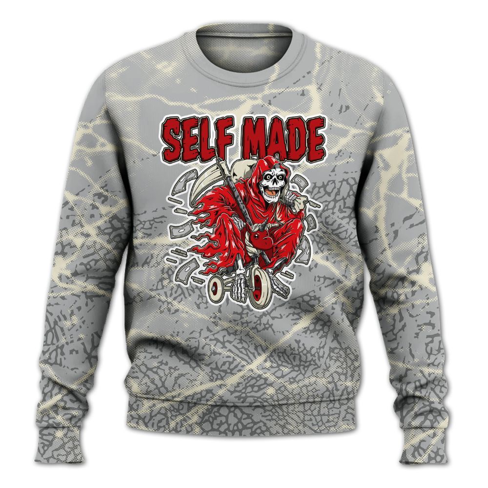 Sweatshirt To Match Cement Grey 3s - Self Make Skeleton Profound All Over Print