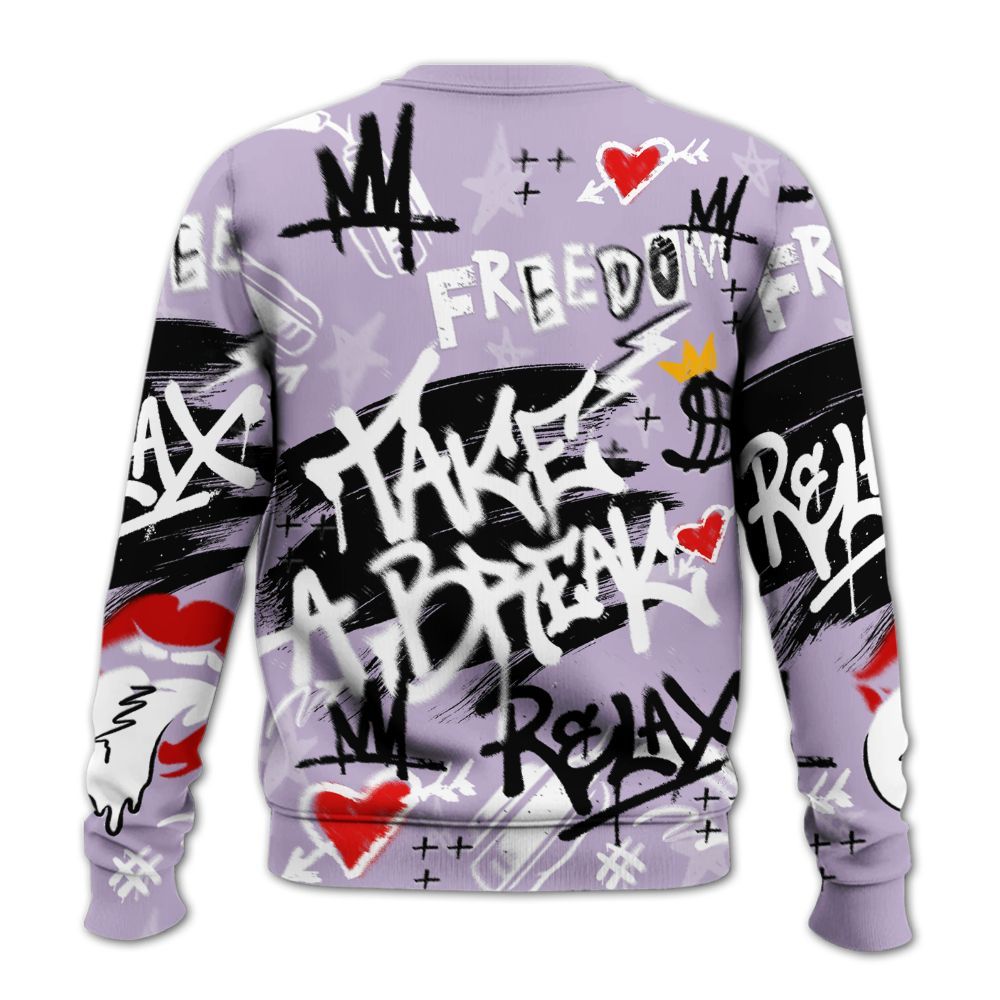 Sweatshirt To Match Low Pure Violet 11s - Take Break Freedom Graffiti Streetwear All Over Print