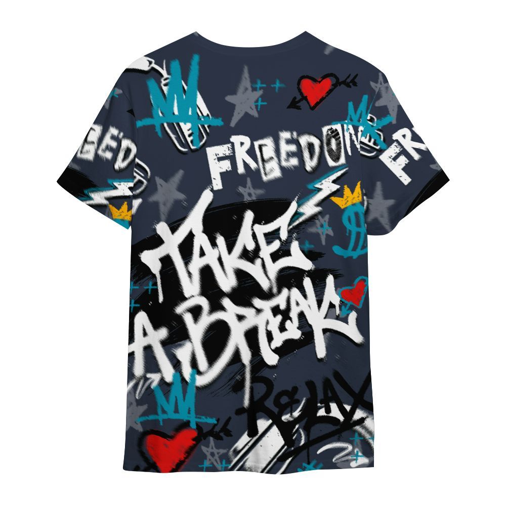 Shirt To Match Retro Obsidian 13s - Take Break Freedom Graffiti Streetwear All Over Print