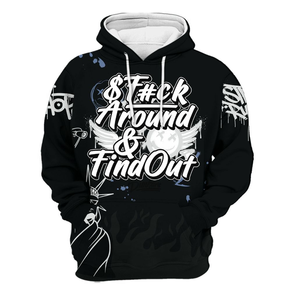 Hoodie To Match Mid Space Jam 1s - Graphic Fck Around Find Out All Over Print