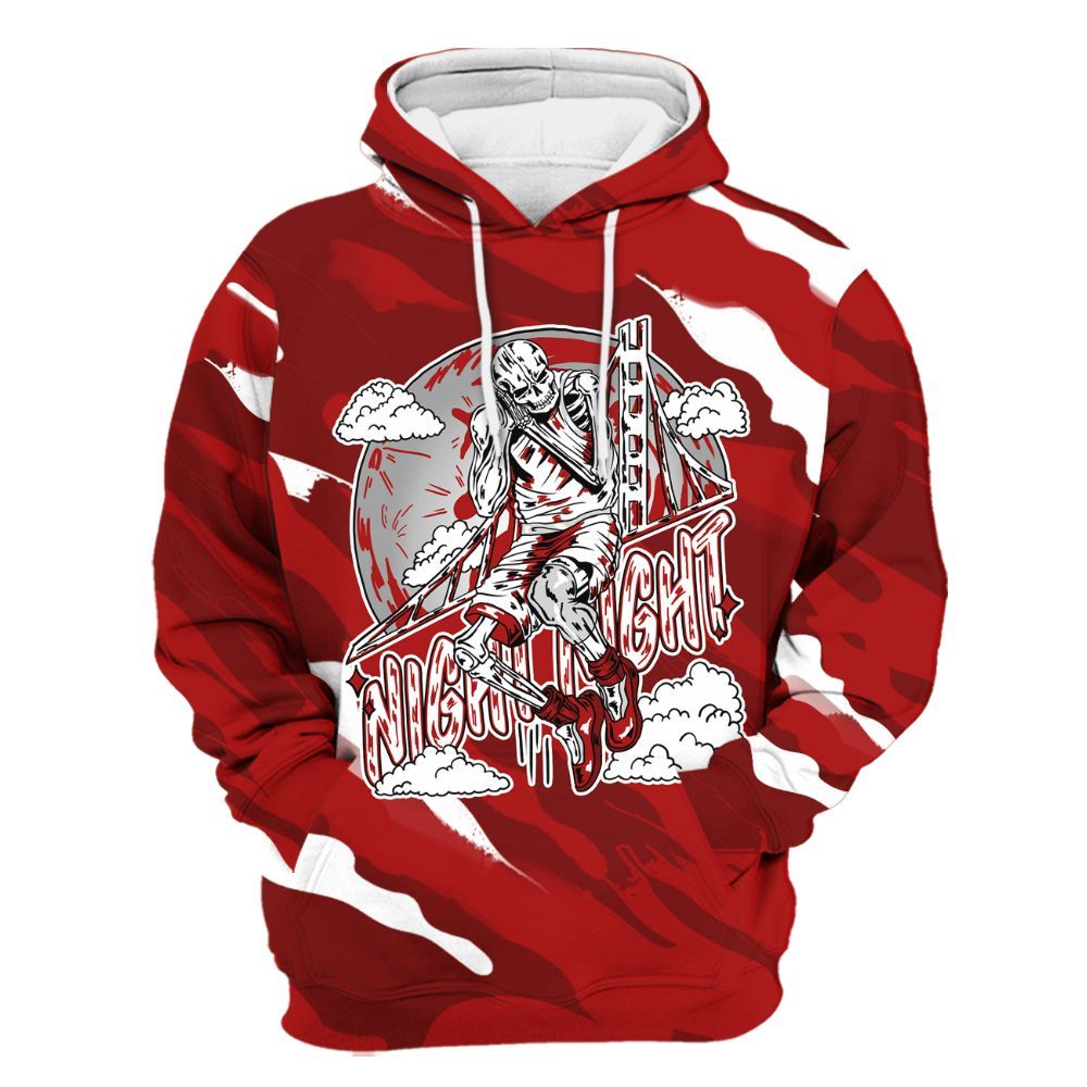 Hoodie To Match Red Taxi 12s - Seeya Skeleton Colored All Over Print