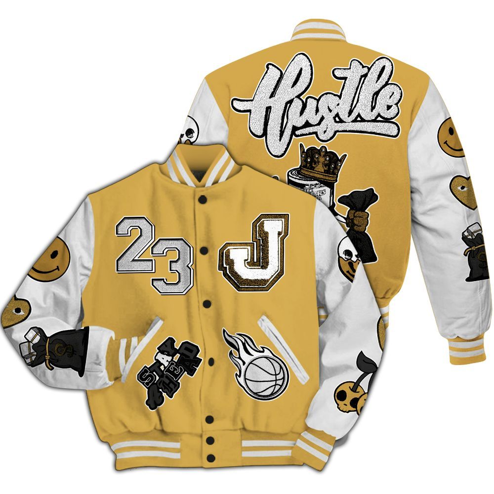 Varsity Jacket To Match Retro Light Ginger 14s - Hustles Money Number 23 All Over Print