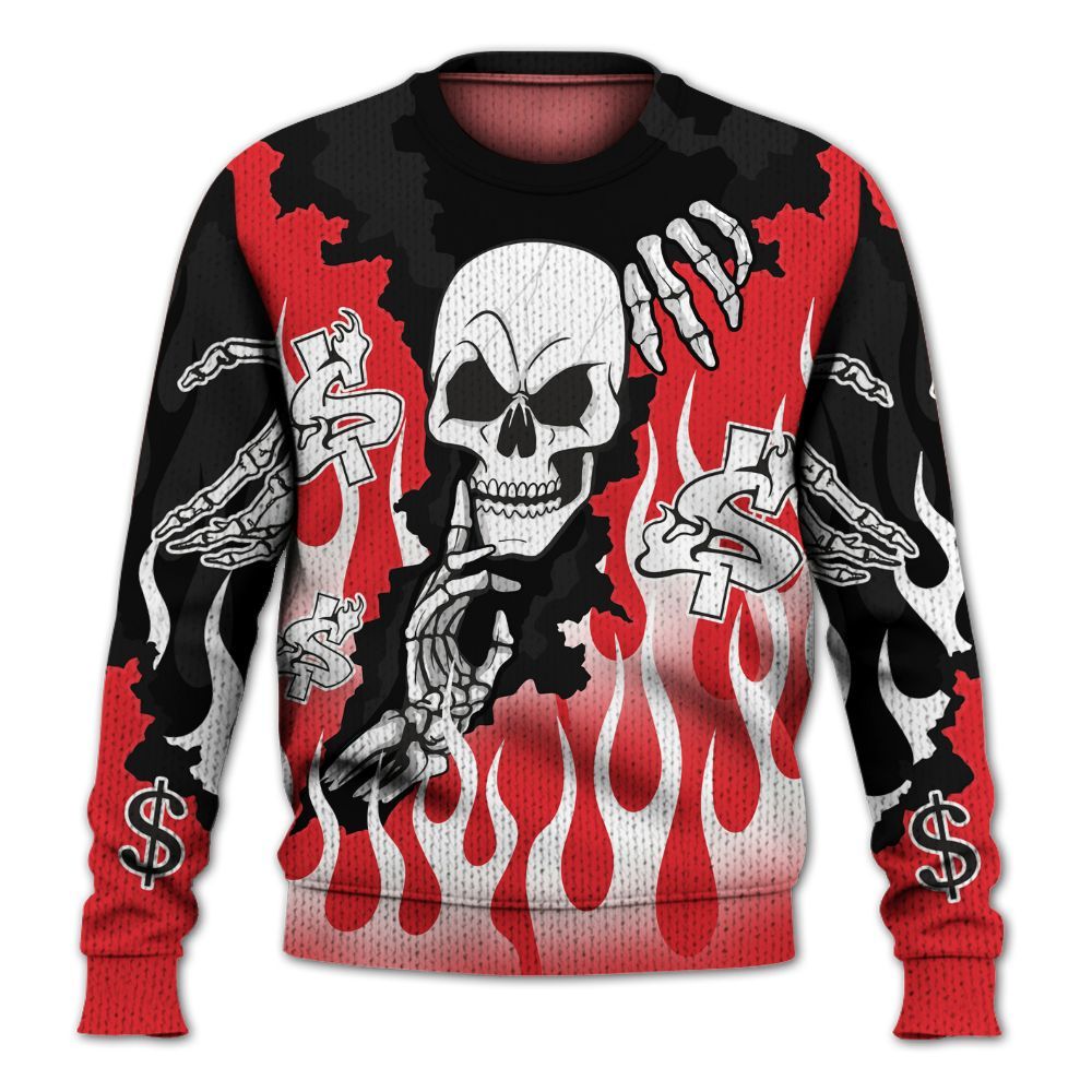 Knitted Sweater To Match Prime 93 Fire Red - Ones Move In Silence Graphic Trapped