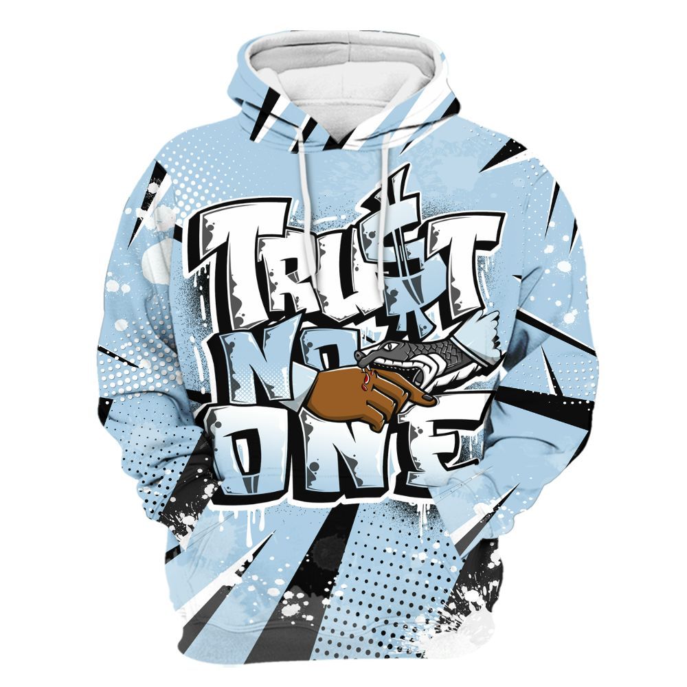 Hoodie To Match Foamposite One Psychic Blue - Trust No One Dripping All Over Print