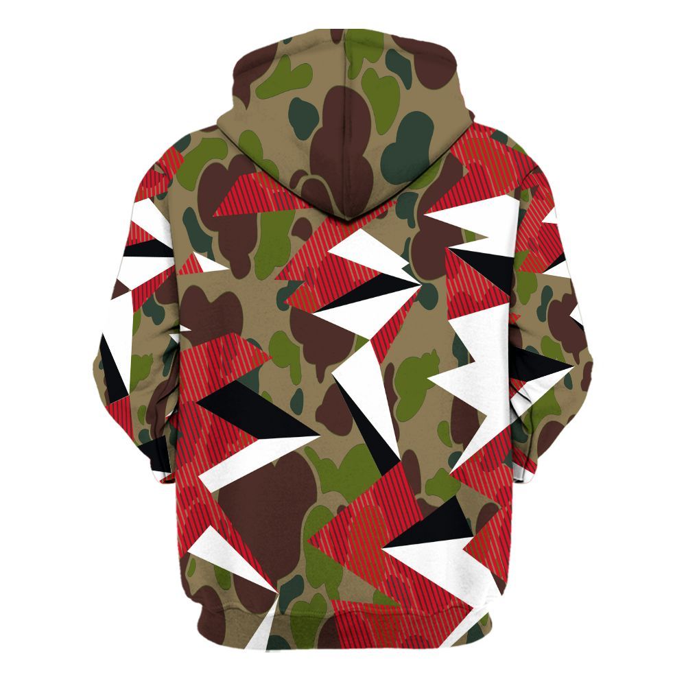 Hoodie To Match Air Max 90 Duck Camo Red - Geometric Camouflage Pattern All Over Print