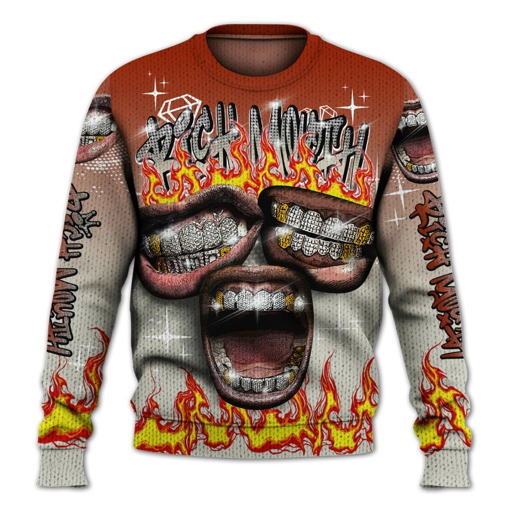 Knitted Sweater To Match El Grito 5s - Rich Mouth Fire Rap Retro 90s