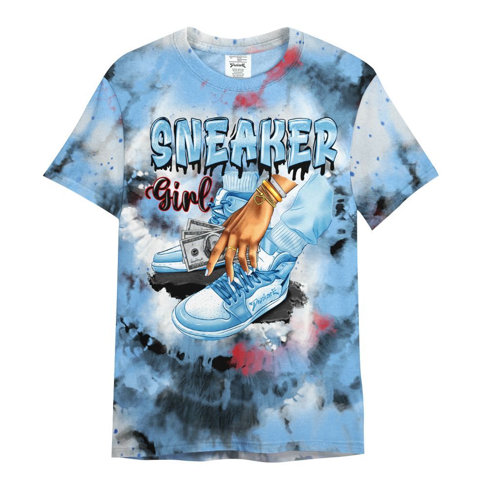Shirt To Match University Blue 5s - SNEAKER Girl Money Drip Tie Dye All Over Print