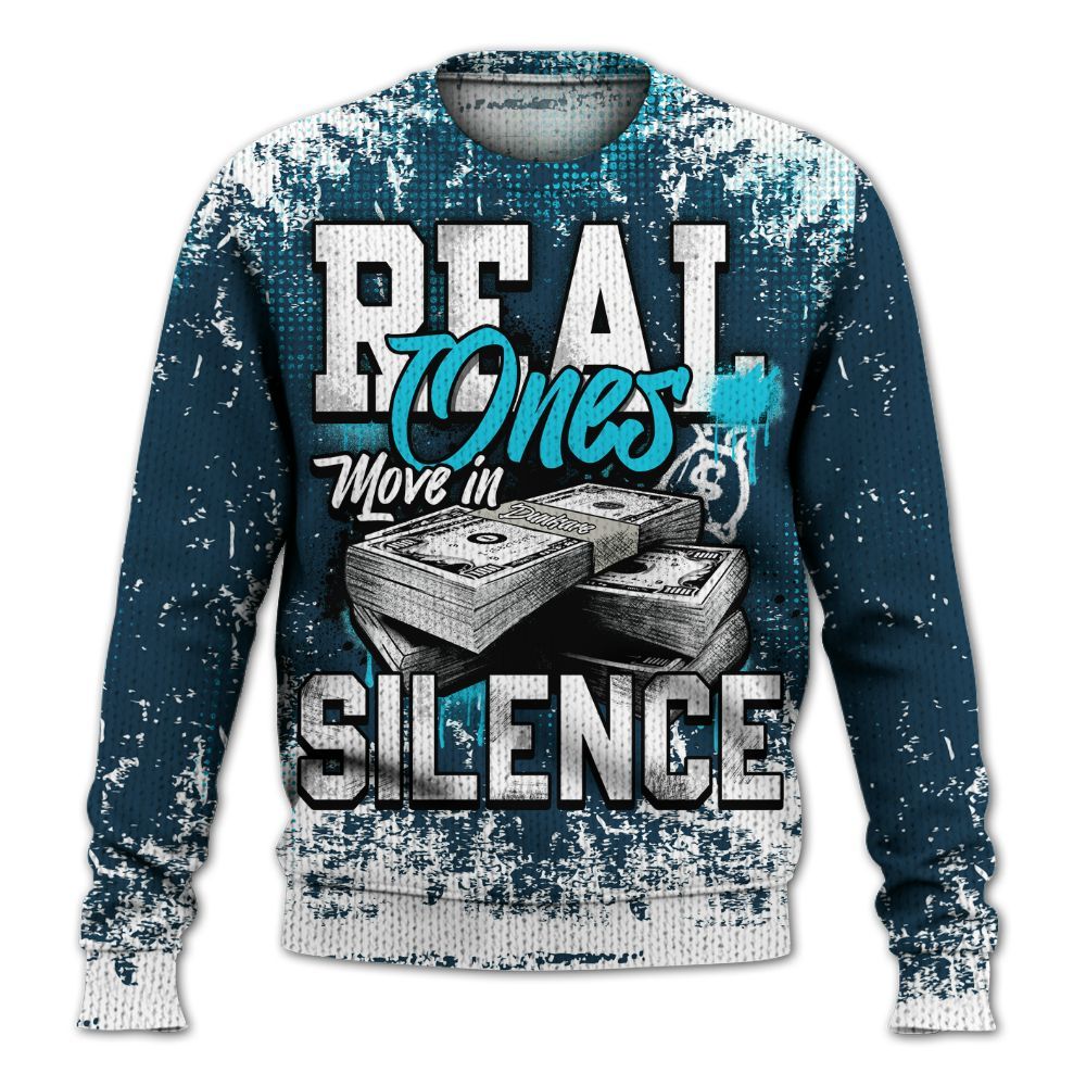 Knitted Sweater To Match Air Navy Baltic Blue - Move In Silence Money Street Retro