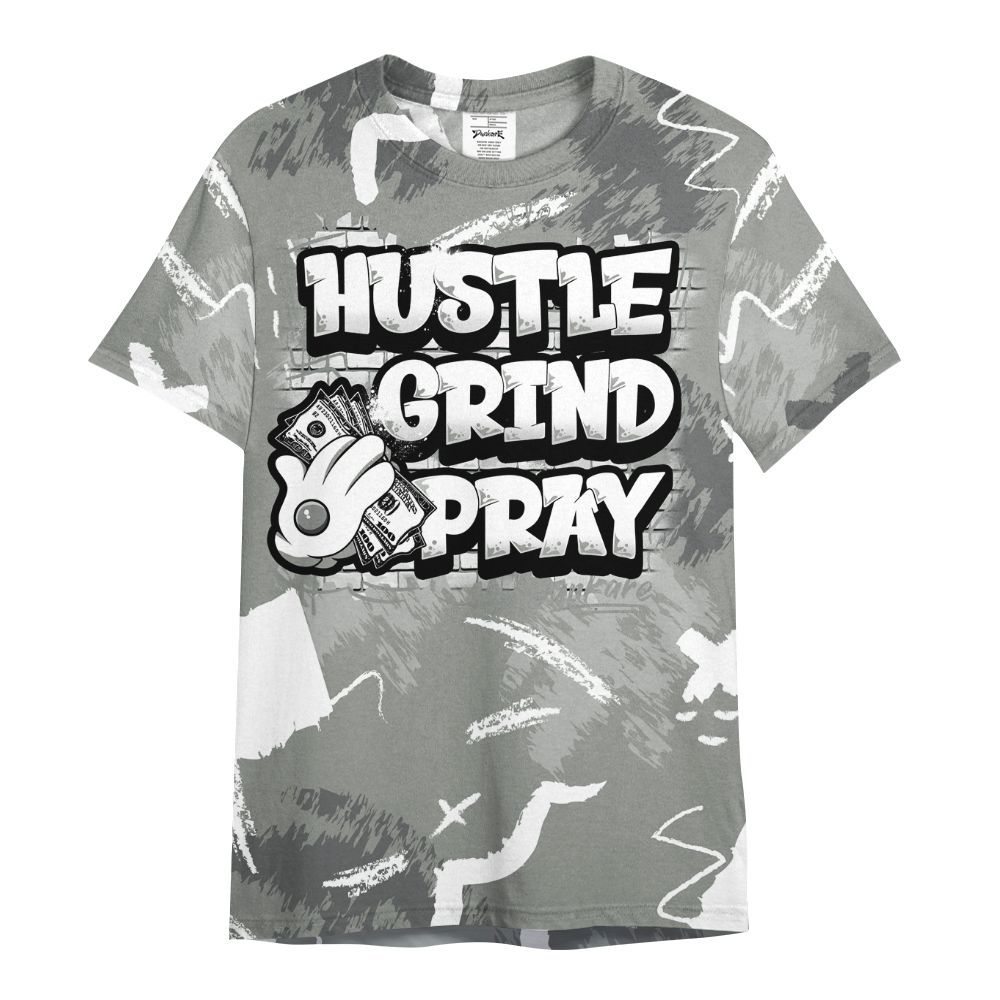 Shirt To Match Paris Cement Grey 4s - Hustle Grind Pray Retro All Over Print