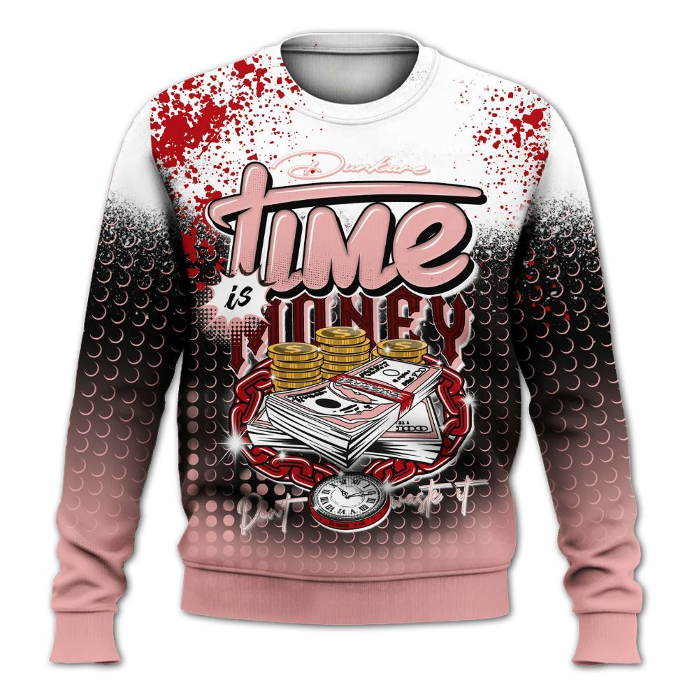 Sweatshirt To Match Low Valentines Day 1s - Halftone Time Is Money All Over Print