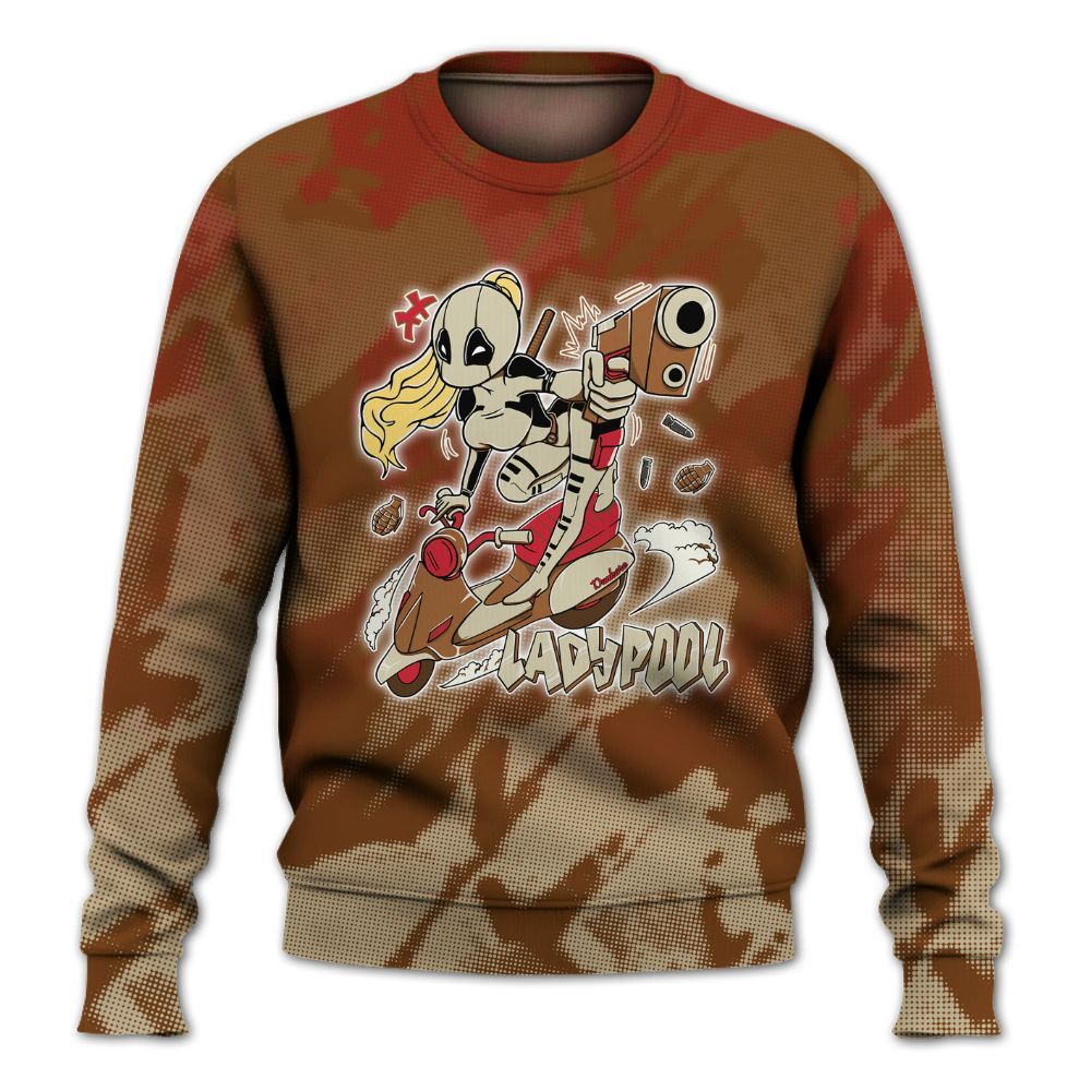 Sweatshirt To Match Archaeo Brown 5s - Lady Pool Cartoon Abstract Halftone All Over Print