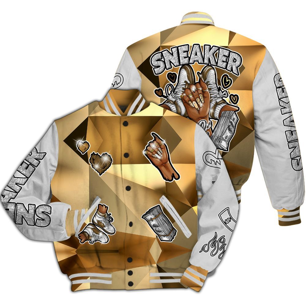 Varsity Jacket To Match NET Gold 4s - Sneakerz Girlz All Over Print