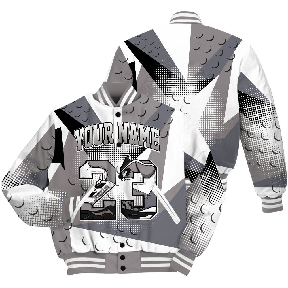 Varsity Jacket To Match Cool Grey 11s Shirt, Poly Custom Name Number 23 5s All Over Print