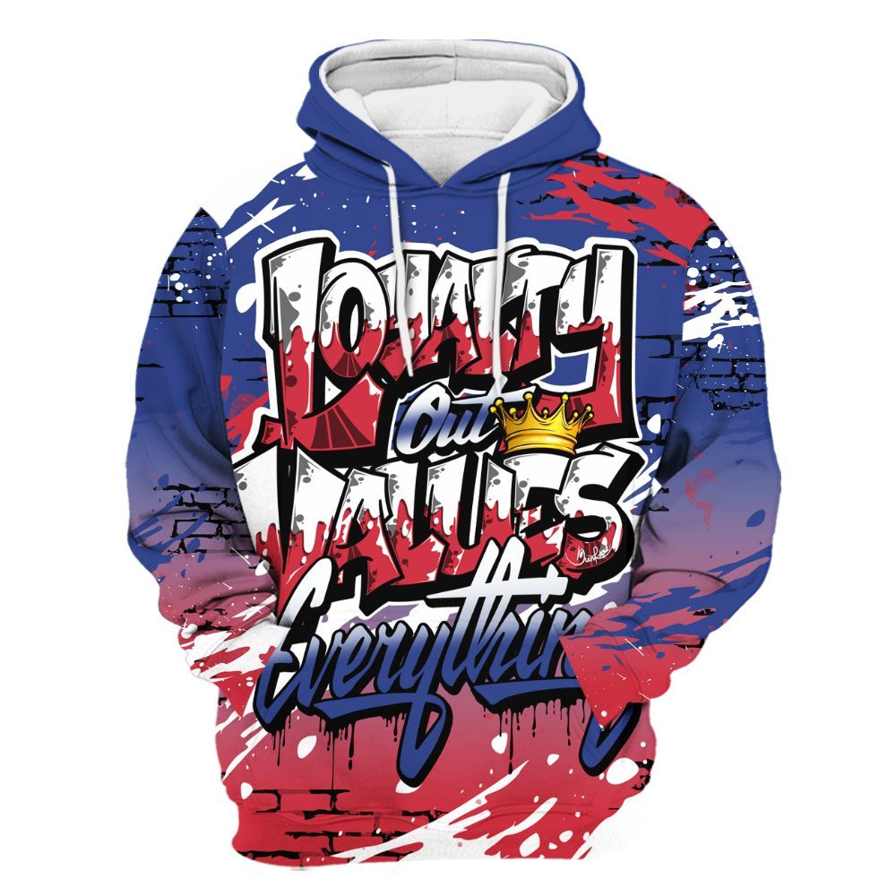 Hoodie To Match Air Griffey Max USA Red White Blue 1s - Values Of Loyalty Drip All Over Print