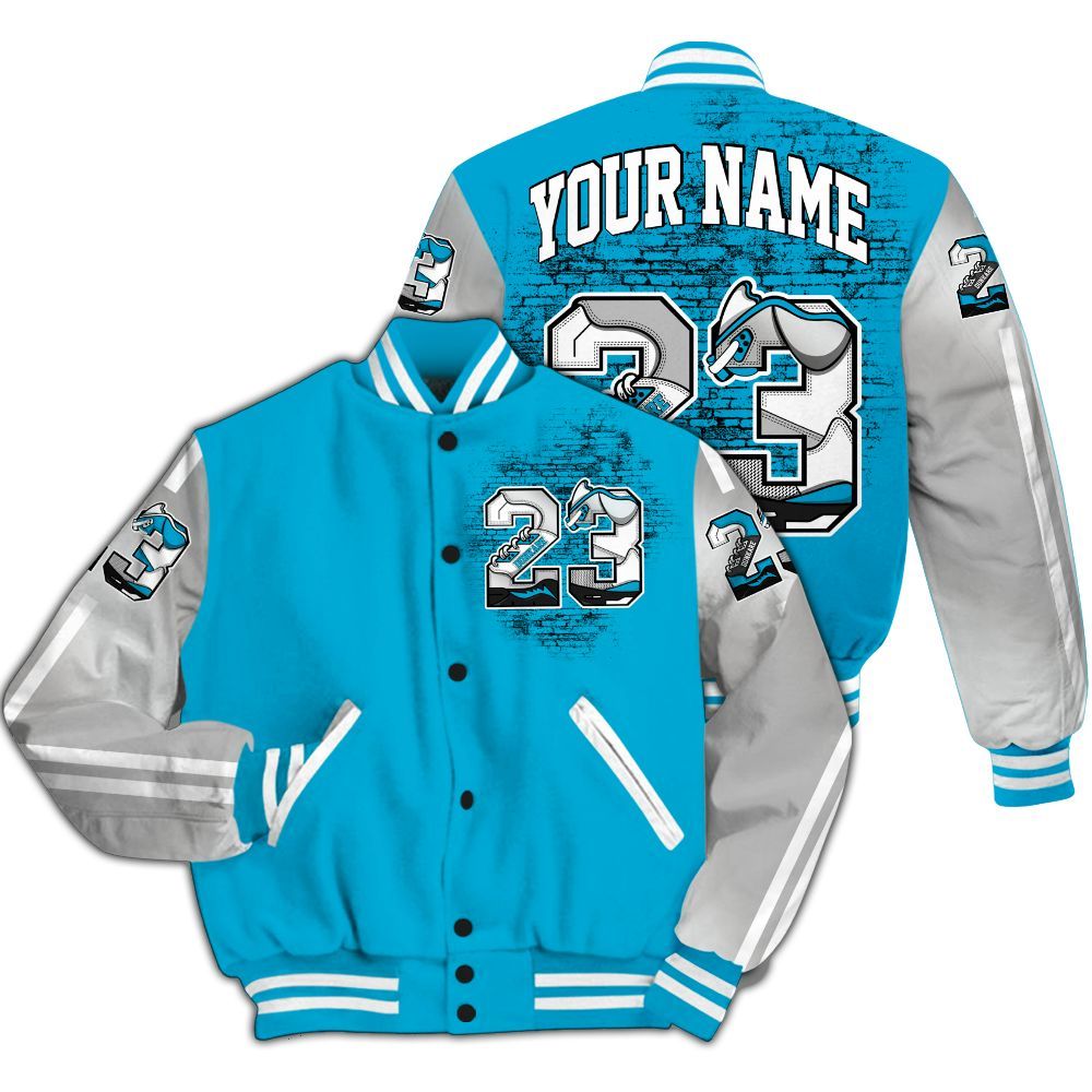 Varsity Jacket To Match Ja 3 Jurassic Park Metallic Silver - Custom Name Number 23 5s All Over Print
