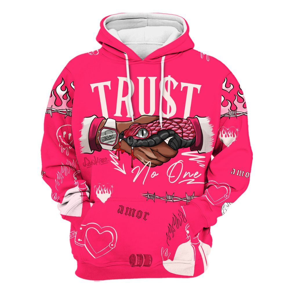 Hoodie To Match A'One Pink Aura - Snake Trust No One All Over Print