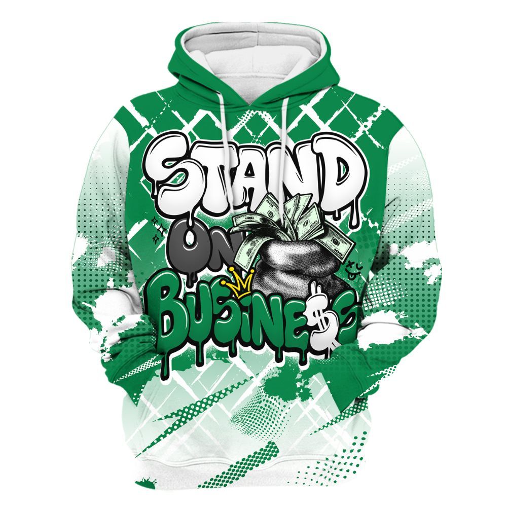 Hoodie To Match Mid Lucky Green 1s - Halftone Stand Business Dripping All Over Print
