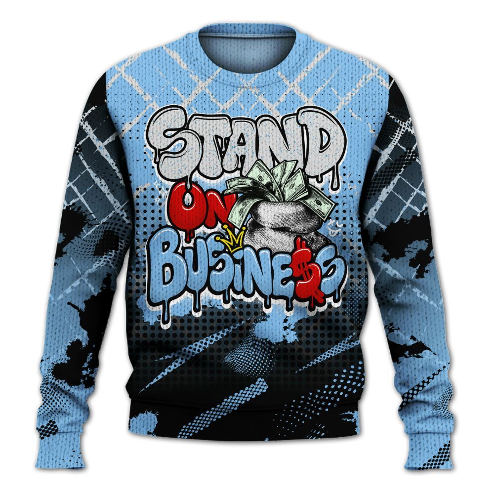 Knitted Sweater To Match University Blue 5s - Halftone Stand Business Dripping