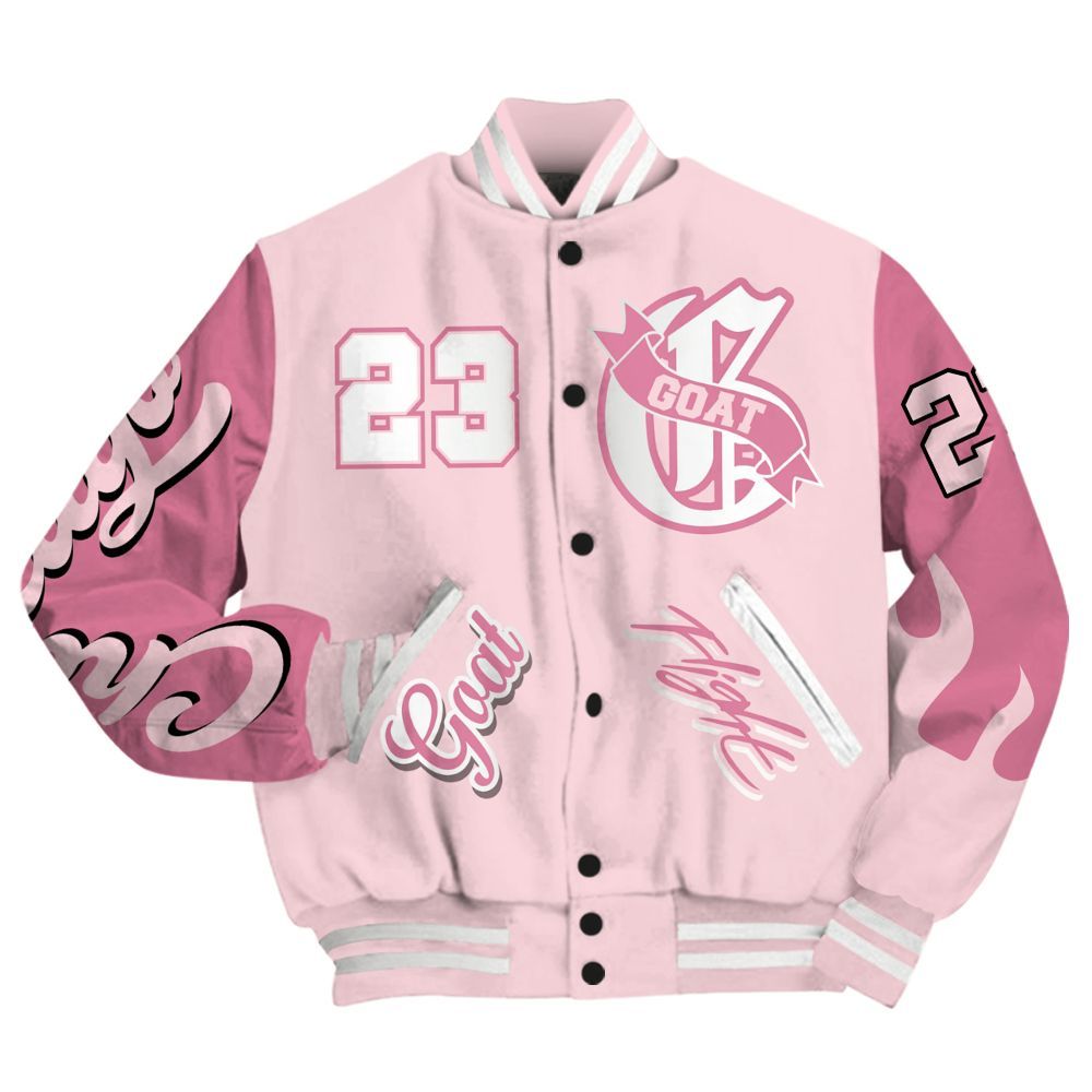 Varsity Jacket To Match GS Pearl Pink 12s - G.O.A.T Flight Streetwear Graphic All Over Print