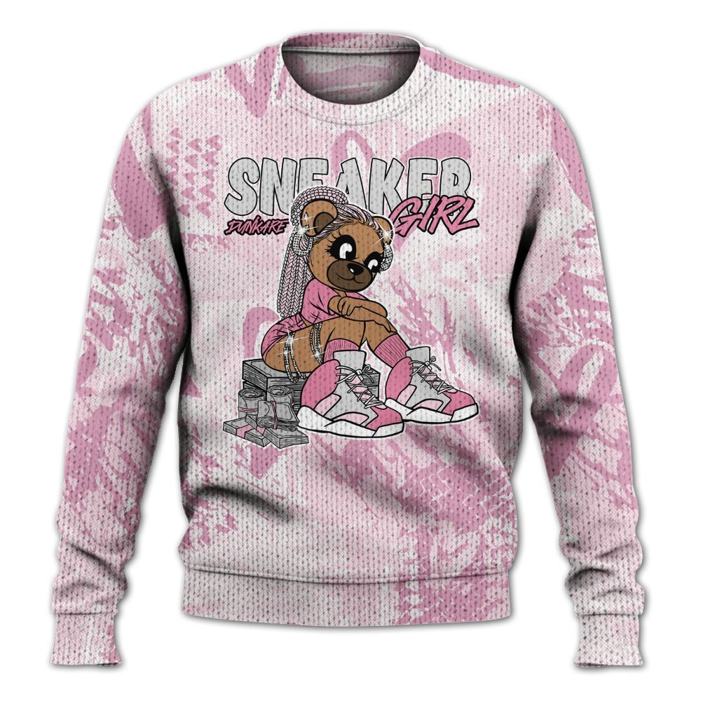 Knitted Sweater To Match Orchid 4s - Sneaker Girl Bear Heart Grunge