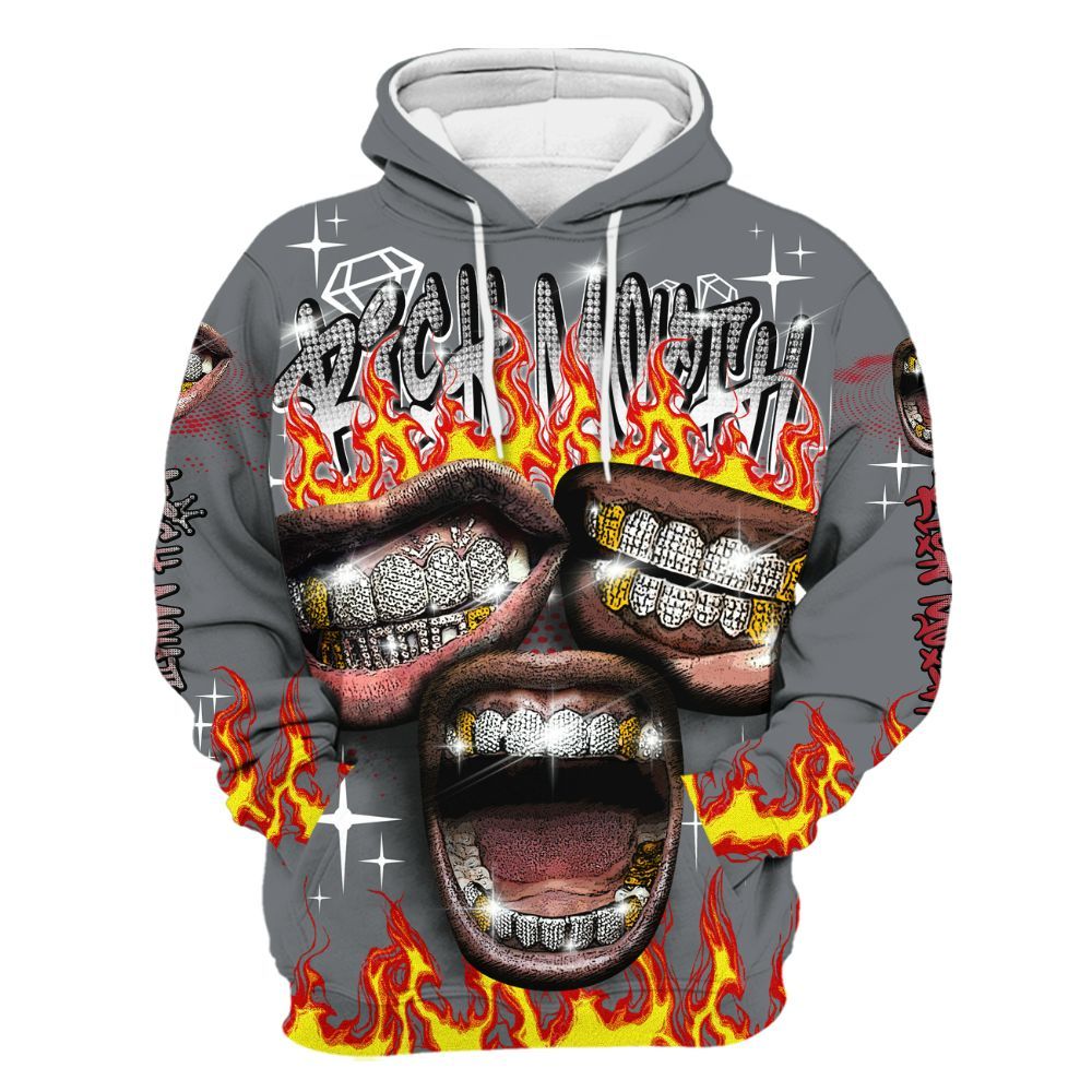 Hoodie To Match Retro Fire Red 9s - Rich Mouth Fire Rap Retro 90s All Over Print