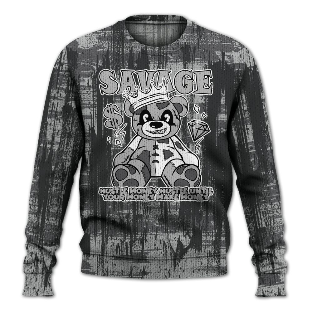 Knitted Sweater To Match White Thunder 4s - Savages Bear Glitch Art