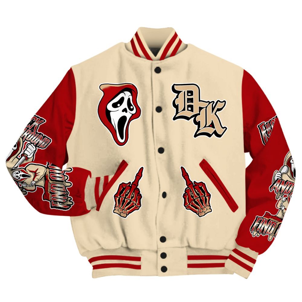 Varsity Jacket To Match Dunk Low Strawberry Waffle - F#CK And Find Out Graphic All Over Print