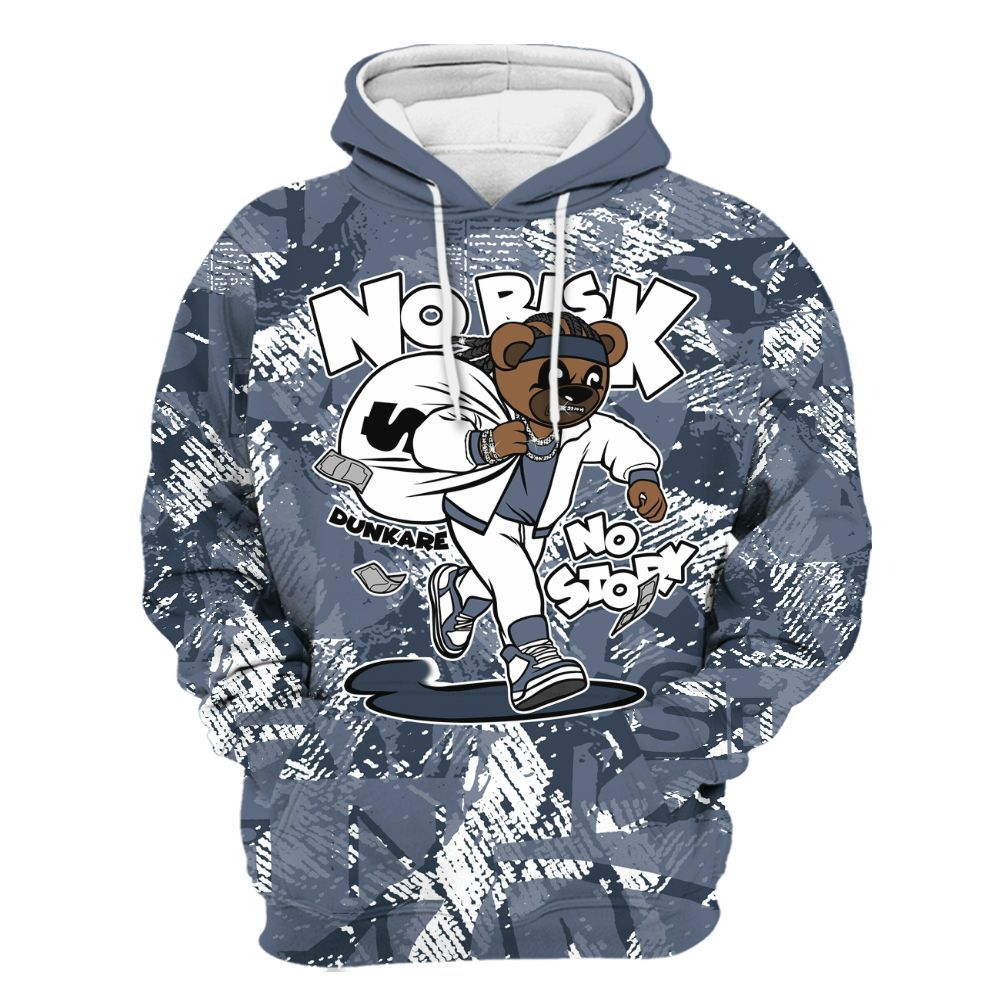 Hoodie To Match Low Diffused Blue 11s - Certain Bear Abstract Graffiti All Over Print