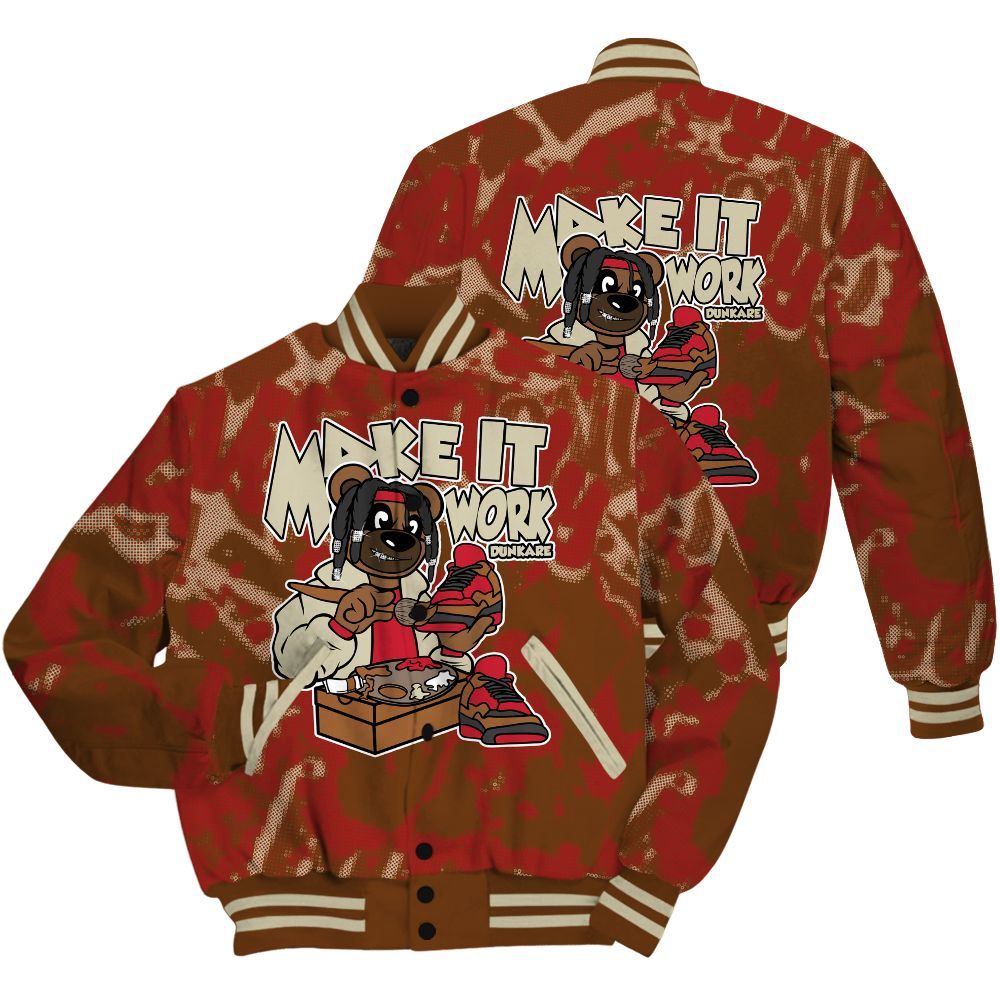 Varsity Jacket To Match Archaeo Brown 5s Shirt - Pull It Off Bear Street All Over Print