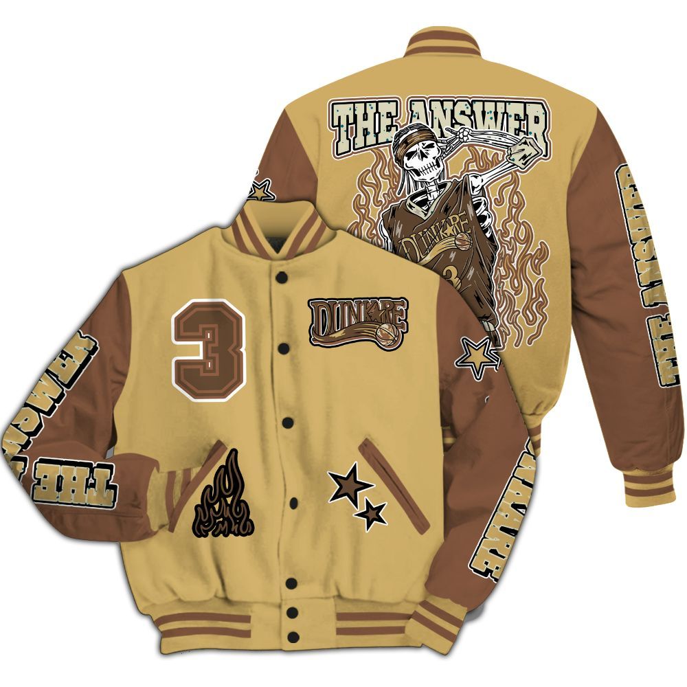 Varsity Jacket To Match Retro Cacao Wow 4s - Allen Answer Skeleton All Over Print