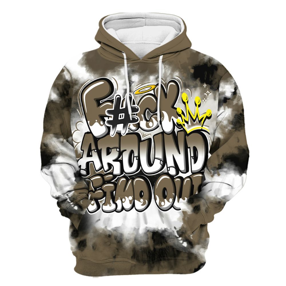 Hoodie To Match Olive 9s - Tie Dye FK Around Find Out All Over Print