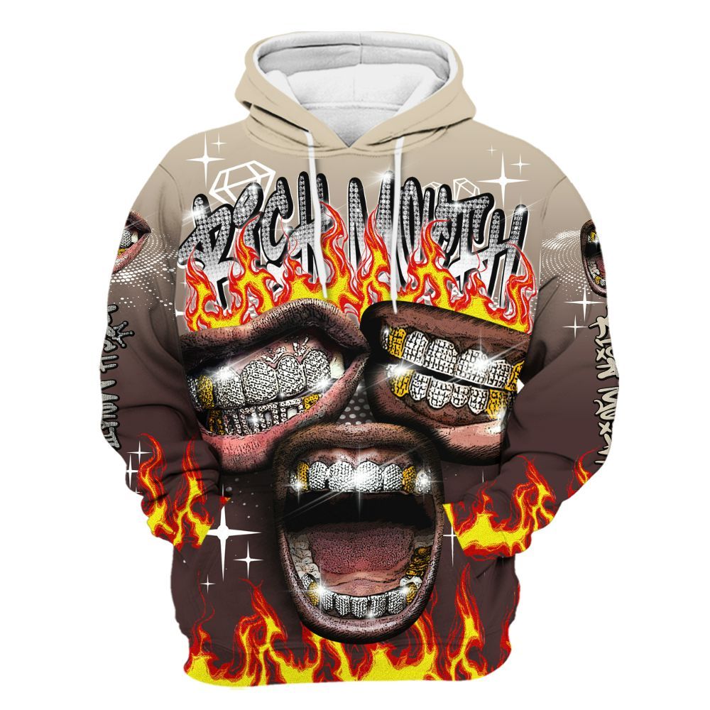 Hoodie To Match Burgundy Crush 3s - Rich Mouth Fire Rap Retro 90s All Over Print