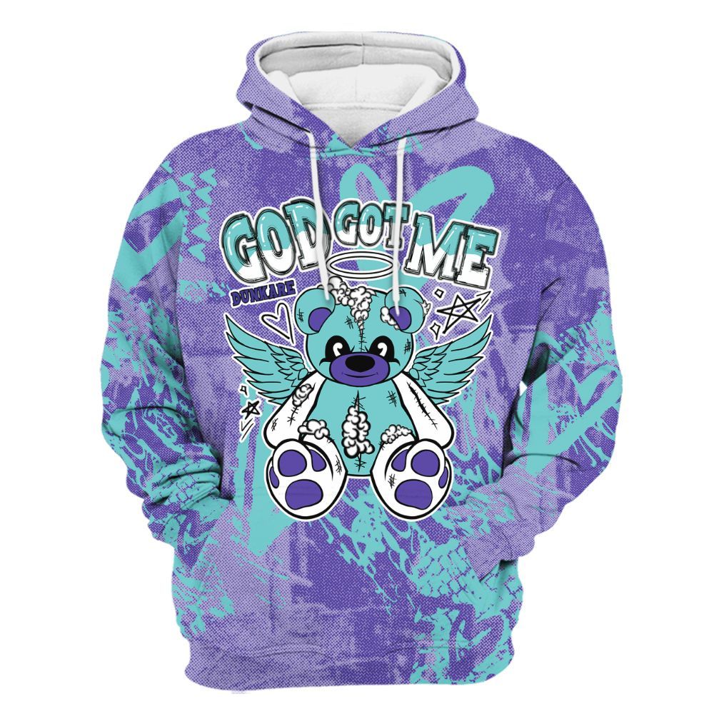 Hoodie To Match Low Hornets 1s - Gods Guides Me Bear Heart Grunge All Over Print