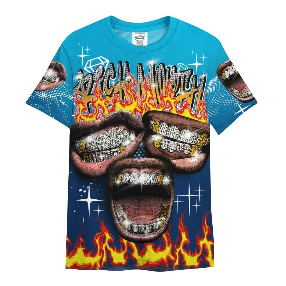Shirt To Match Dunk Low GS Electric Algae - Rich Mouth Fire Rap Retro 90s All Over Print