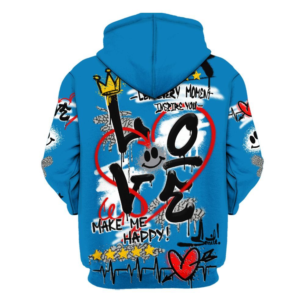Hoodie To Match Wizards 3s - Happy Love Beats Graffiti Streetwear All Over Print