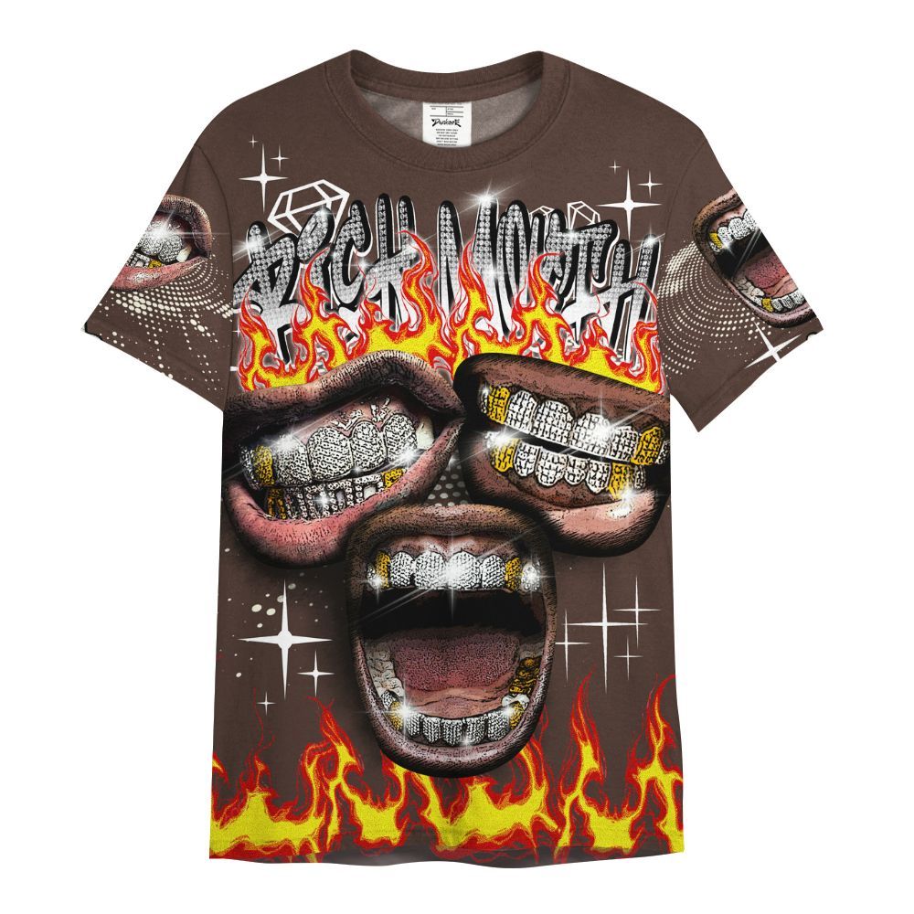 Shirt To Match SoleFly Cafecito 12s - Rich Mouth Fire Rap Retro 90s All Over Print