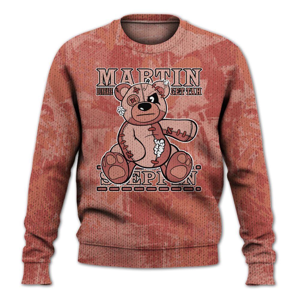 Knitted Sweater To Match Dune Red 13s - Tah Steppin Bear Heart Grunge