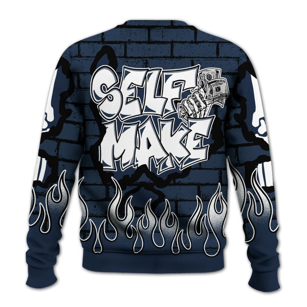 Sweatshirt To Match White Midnight Navy 6s - Self Make Skeleton Crashed All Over Print